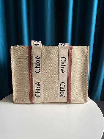 Chloe Large Woody Tote Bag Full Brown Ribbon S382 Size 45 x 33 x 13 cm