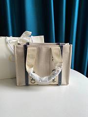 Chloe Medium Woody Tote Bag Full Blue Ribbon S383 Size 37 x 26 x 12 cm - 5