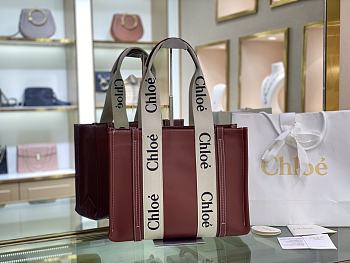 Chloe Medium Woody Tote Bag in Wine S383 Size 37 x 26 x 12 cm