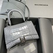 Balenciaga Hourglass Small Top Handle Bag Gray Crocodile 5935461 Size 23 cm - 1