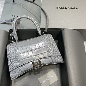 Balenciaga Hourglass Small Top Handle Bag Gray Crocodile 5935461 Size 23 cm