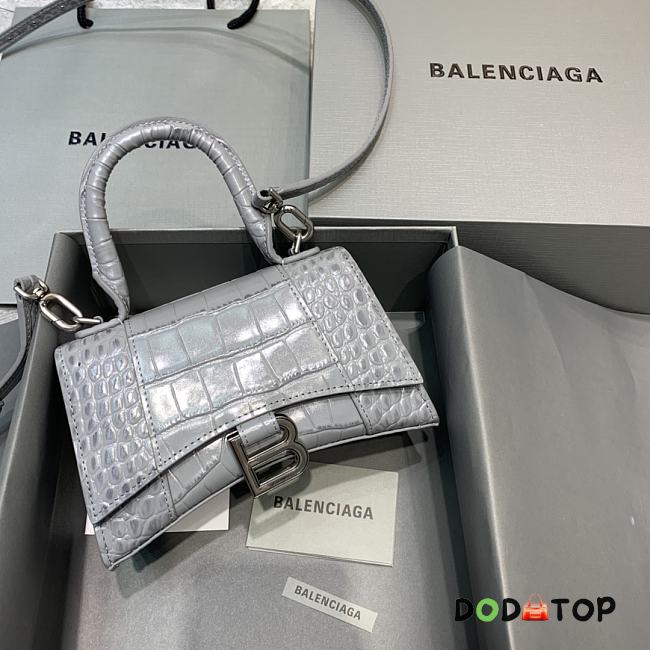 Balenciaga Hourglass XS Top Handle in Gray Crocodile 5928331 Size 19 cm - 1