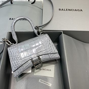 Balenciaga Hourglass XS Top Handle in Gray Crocodile 5928331 Size 19 cm