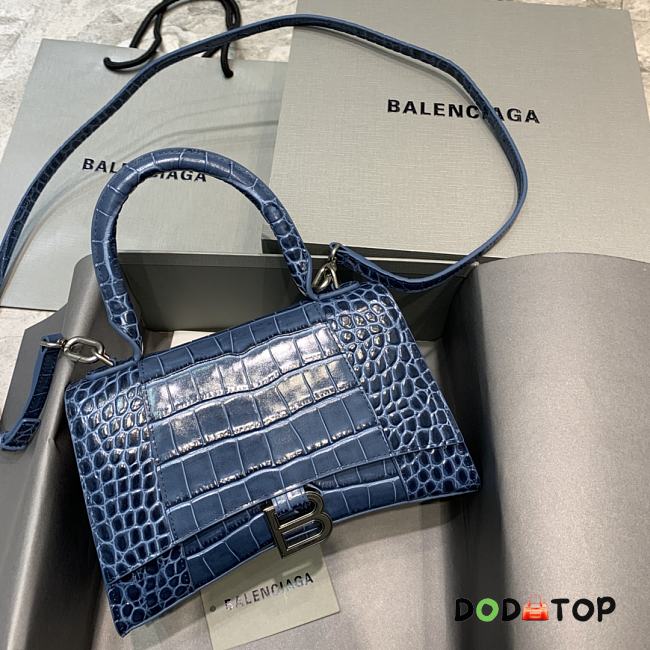 Balenciaga Hourglass Small Top Handle Dark Blue Crocodile 5935461 Size 23 cm - 1