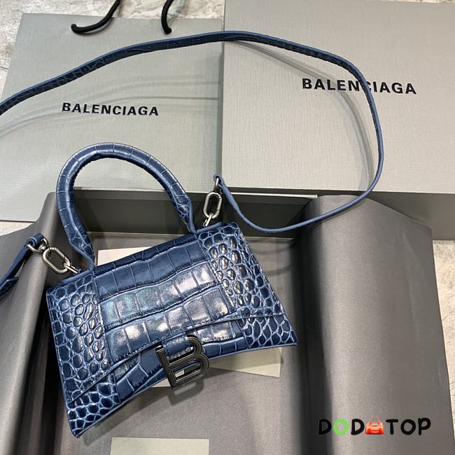Balenciaga Hourglass XS Top Handle in Dark Blue Crocodile 5928331 Size 19 cm - 1