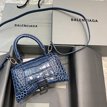 Balenciaga Hourglass XS Top Handle in Dark Blue Crocodile 5928331 Size 19 cm