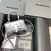 Balenciaga Hourglass Mini Top Handle Silver Crocodile 6373721 Size 11.5 cm - 1