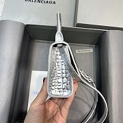Balenciaga Hourglass Mini Top Handle Silver Crocodile 6373721 Size 11.5 cm - 2