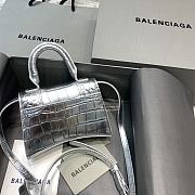 Balenciaga Hourglass Mini Top Handle Silver Crocodile 6373721 Size 11.5 cm - 6