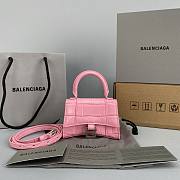 Balenciaga Hourglass Mini Top Handle Pink Crocodile 6373721 Size 11.5 cm - 1