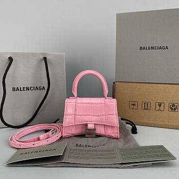 Balenciaga Hourglass Mini Top Handle Pink Crocodile 6373721 Size 11.5 cm