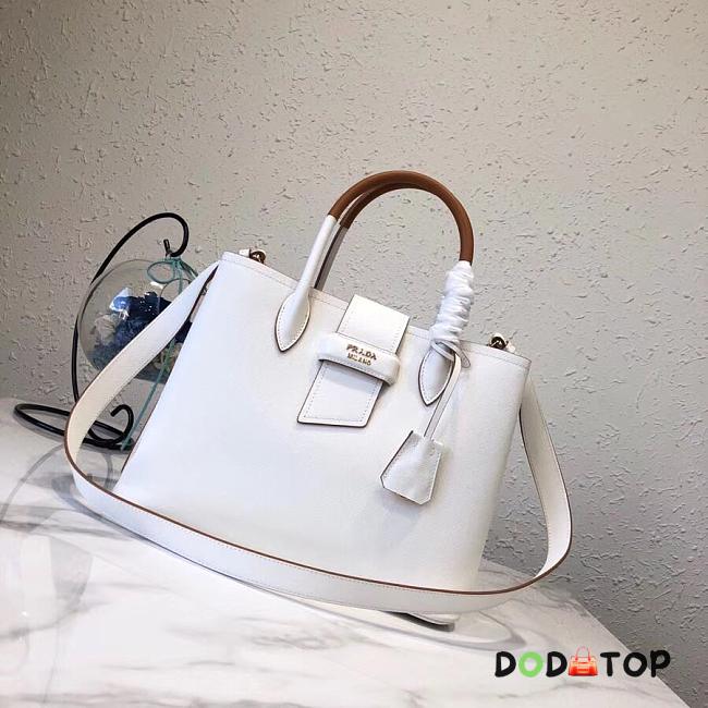 Prada Top Handle Tote Bag White/Brown 1BG148 Size 33 × 24 × 14.5 cm - 1