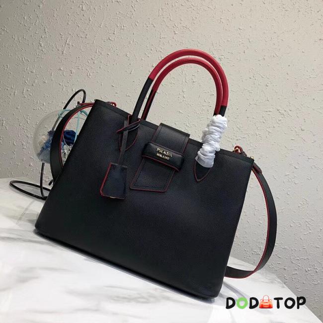 Prada Top Handle Tote Bag Black/Red 1BG148 Size 33 × 24 × 14.5 cm - 1