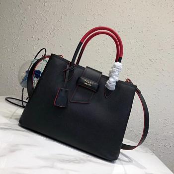 Prada Top Handle Tote Bag Black/Red 1BG148 Size 33 × 24 × 14.5 cm