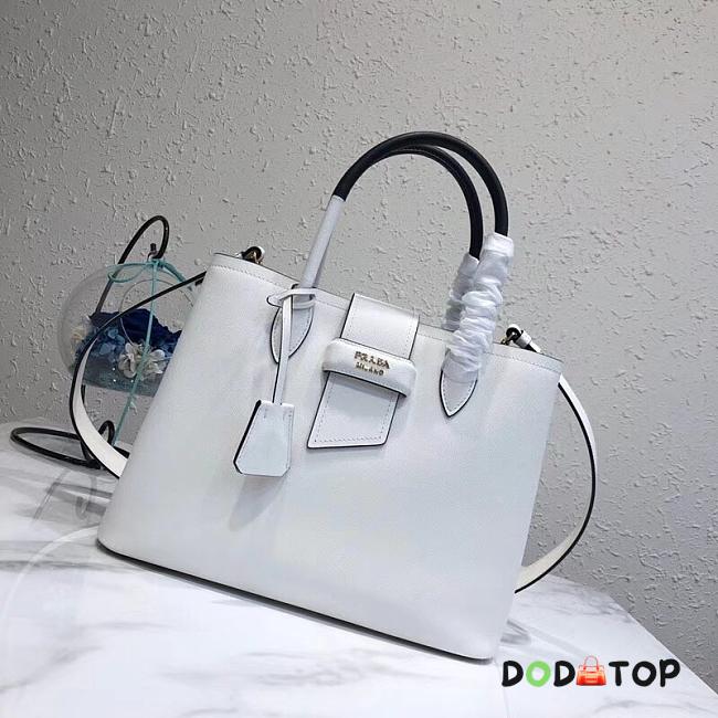 Prada Top Handle Tote Bag White/Black 1BG148 Size 33 × 24 × 14.5 cm - 1