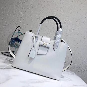 Prada Top Handle Tote Bag White/Black 1BG148 Size 33 × 24 × 14.5 cm