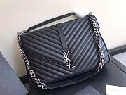 YSL Large College Tote Silver Metal Black Leather 392738 32 x 21 x 8 cm - 1