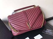YSL Large College Tote Gold Metal Burgundy Leather 392738 32 x 21 x 8 cm - 1