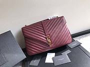 YSL Large College Tote Gold Metal Burgundy Leather 392738 32 x 21 x 8 cm - 3