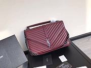 YSL Large College Tote Silver Metal Burgundy Leather 392738 32 x 21 x 8 cm - 2