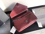 YSL Large College Tote Silver Metal Burgundy Leather 392738 32 x 21 x 8 cm - 5