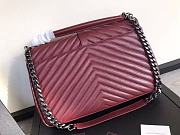 YSL Large College Tote Silver Metal Burgundy Leather 392738 32 x 21 x 8 cm - 6