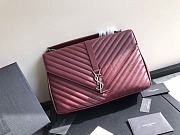 YSL Large College Tote Silver Metal Burgundy Leather 392738 32 x 21 x 8 cm - 1