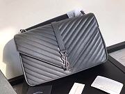 YSL Large College Tote Silver Metal Gray Leather 392738 32 x 21 x 8 cm - 1