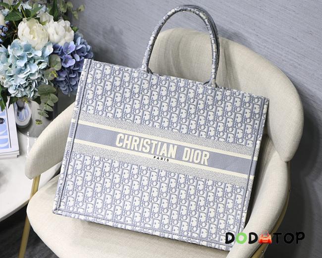 Dior Book Tote Gray Oblique Embroidery M1286 Size 41.5 x 34.5 x 16 cm - 1
