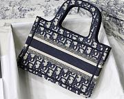 Dior Mini Book Tote Blue Oblique Embroidery S5475 Size 23 x 17 x 7 cm - 3