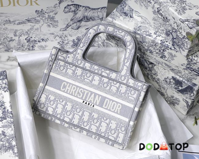 Dior Mini Book Tote Gray Oblique Embroidery S5475 Size 23 x 17 x 7 cm - 1