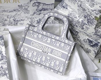 Dior Mini Book Tote Gray Oblique Embroidery S5475 Size 23 x 17 x 7 cm