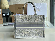 Dior Small Book Tote Gray Toile De Jouy Embroidery M1296 Size 36.5 x 28 x 14 cm - 3