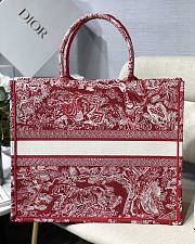Dior Book Tote Red Toile De Jouy Embroidery M1286 Size 41.5 x 32 x 15 cm - 2