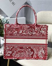 Dior Small Book Tote Red Toile De Jouy Embroidery M1296 Size 36.5 x 28 x 14 cm - 4