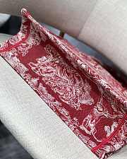 Dior Small Book Tote Red Toile De Jouy Embroidery M1296 Size 36.5 x 28 x 14 cm - 5