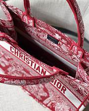 Dior Small Book Tote Red Toile De Jouy Embroidery M1296 Size 36.5 x 28 x 14 cm - 6