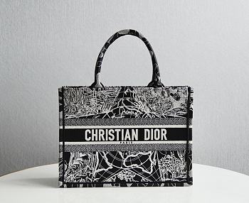 Dior Small Book Tote Black Around The World M1296 Size 36.5 x 28 x 14 cm
