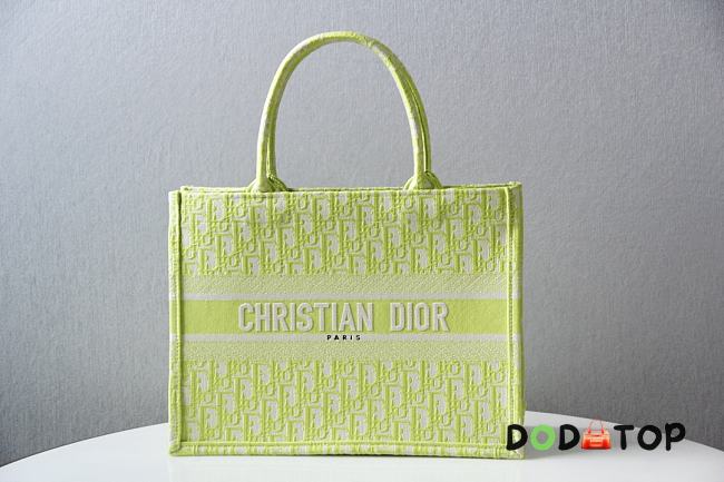 Dior Small Book Tote Lime Oblique Embroidery M1296 Size 36.5 x 28 x 14 cm - 1