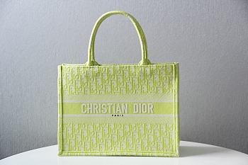 Dior Small Book Tote Lime Oblique Embroidery M1296 Size 36.5 x 28 x 14 cm