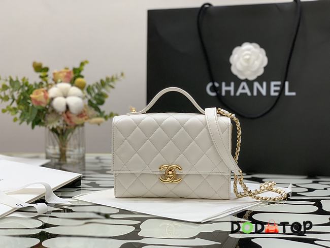 Chanel Mini Flap Bag With Handle White AS2796 Size 12.5 × 17.5 × 5.5 cm - 1