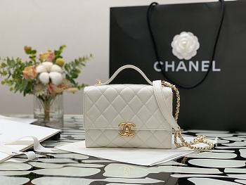 Chanel Mini Flap Bag With Handle White AS2796 Size 12.5 × 17.5 × 5.5 cm