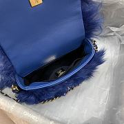 Chanel Mini Flap Bag Shearling Lambskin Blue AS2885 Size 15 × 11 × 4.5 cm - 2