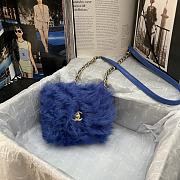 Chanel Mini Flap Bag Shearling Lambskin Blue AS2885 Size 15 × 11 × 4.5 cm - 1