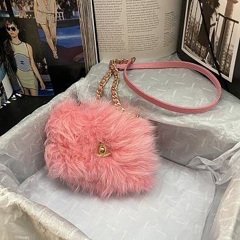Chanel Mini Flap Bag Shearling Lambskin Pink AS2885 Size 15 × 11 × 4.5 cm