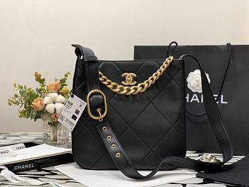 Chanel Hobo Handbag Black AS2844 Size 29 × 28 × 7 cm