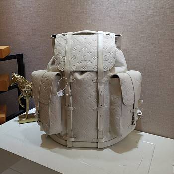 LV Christopher Backpack GM White Taurillon Leather M53286 Size 44 x 49 x 22 cm