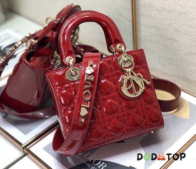 Dior Small Lady Dior My ABCDIOR Red Patent Leather M0531 Size 20 cm - 1