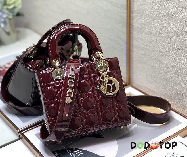 Dior Small Lady Dior My ABCDIOR Bordeaux Patent Leather M0531 Size 20 cm - 1