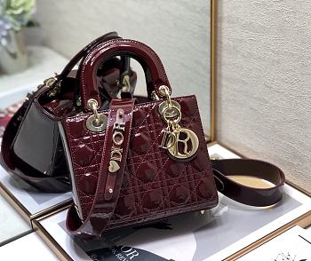Dior Small Lady Dior My ABCDIOR Bordeaux Patent Leather M0531 Size 20 cm